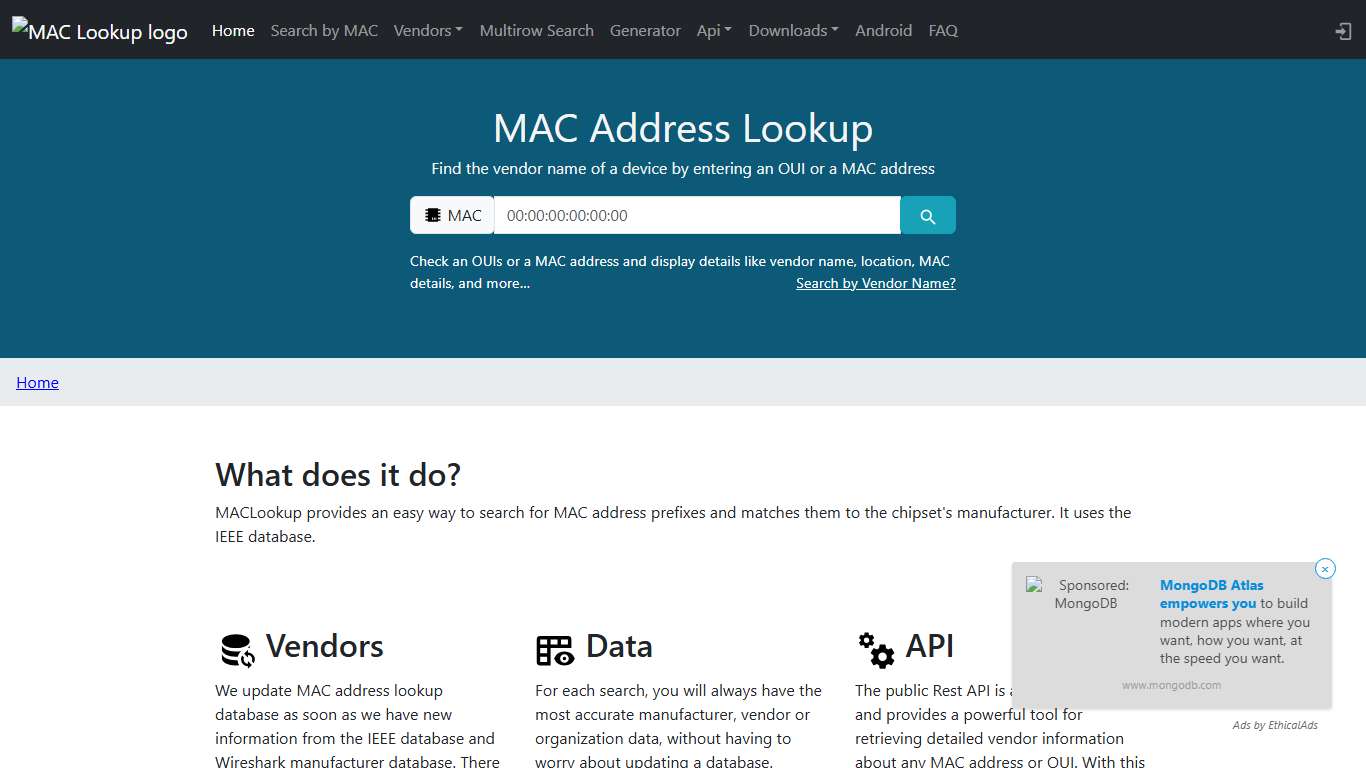 MAC Address Vendor Lookup | MAC Address Lookup